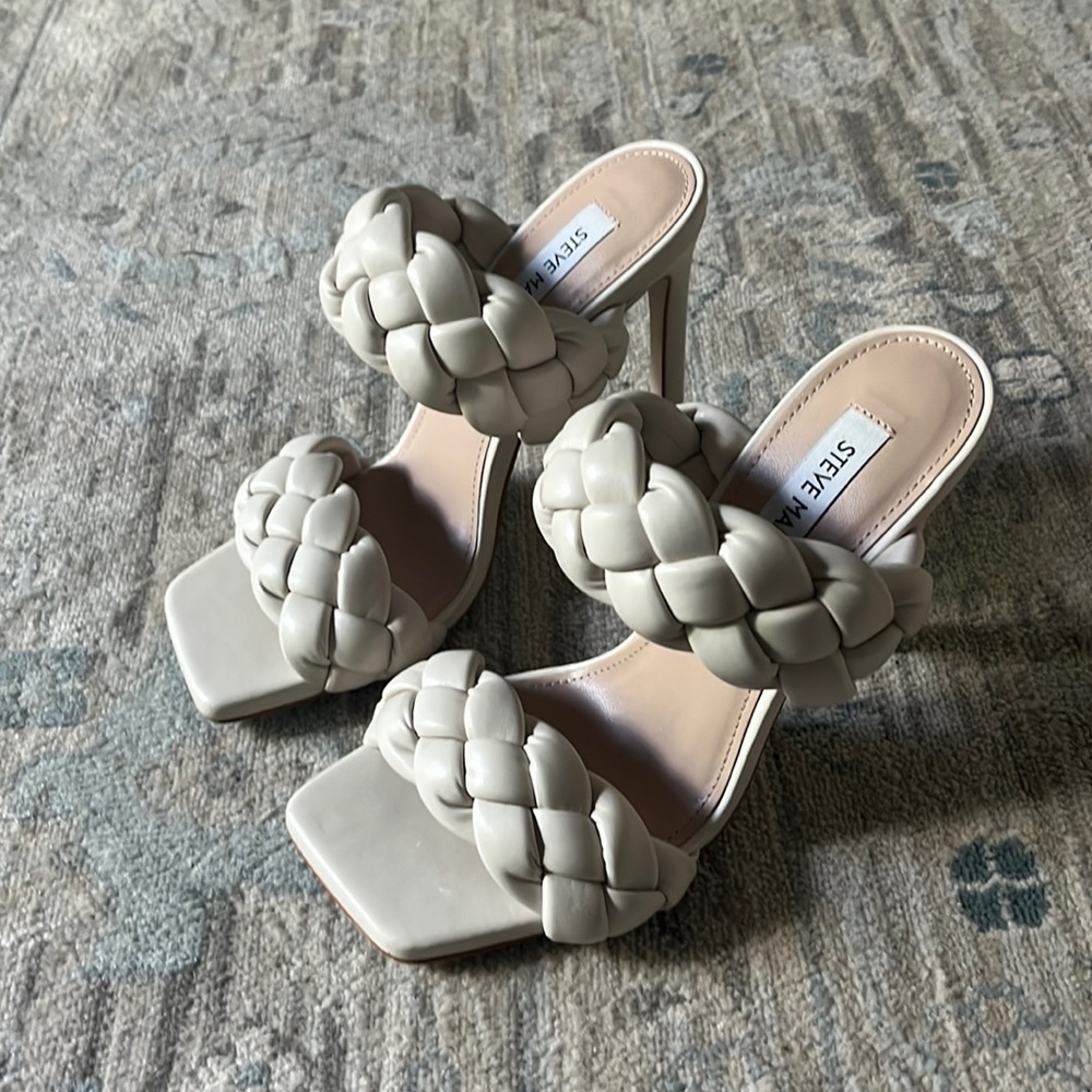 Steve Madden cream braided heels